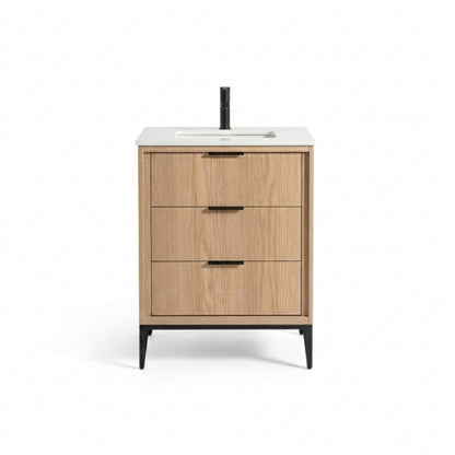 Divani 24'' Oakwood Vanity W/ Quartz Counter Top
