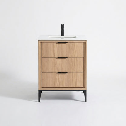 Divani 24'' Oakwood Vanity W/ Quartz Counter Top