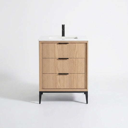 Divani 24'' Oakwood Vanity W/ Quartz Counter Top