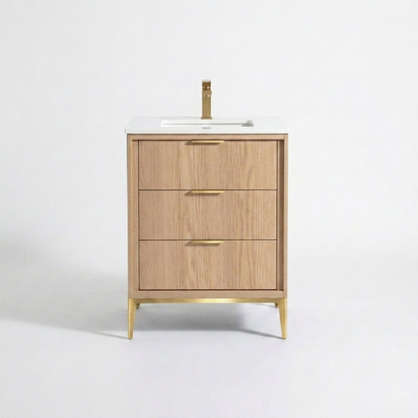 Divani 24'' Oakwood Vanity W/ Quartz Counter Top