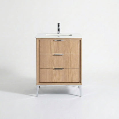 Divani 24'' Oakwood Vanity W/ Quartz Counter Top