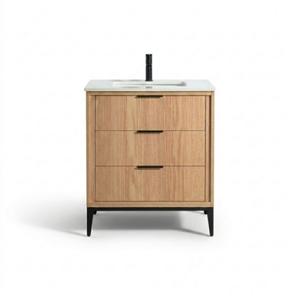 Divani 30'' Oakwood Vanity W/ Quartz Counter Top - Restock ETA  Mid Oct