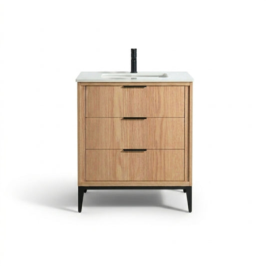 Divani 30'' Oakwood Vanity W/ Quartz Counter Top