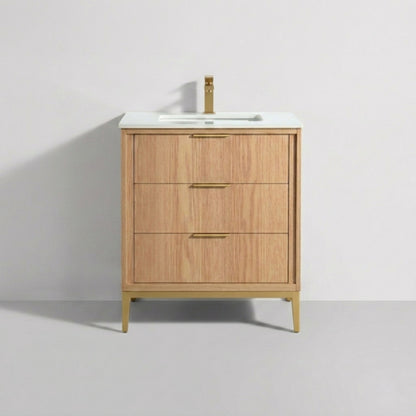 Divani 30'' Oakwood Vanity W/ Quartz Counter Top - Restock ETA  Mid Oct