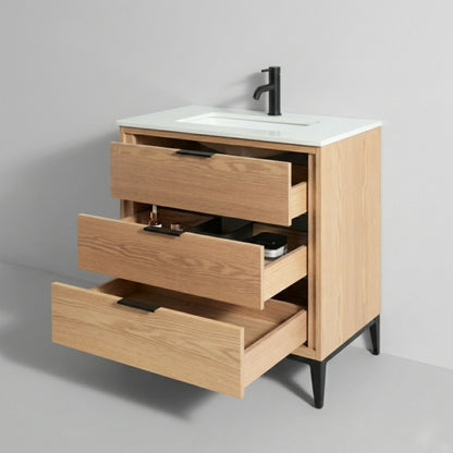Divani 30'' Oakwood Vanity W/ Quartz Counter Top - Restock ETA  Mid Oct