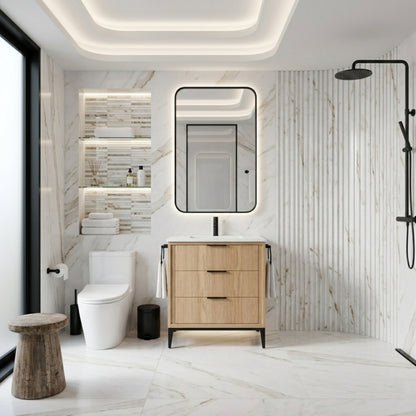 Divani 30'' Oakwood Vanity W/ Quartz Counter Top - Restock ETA  Mid Oct