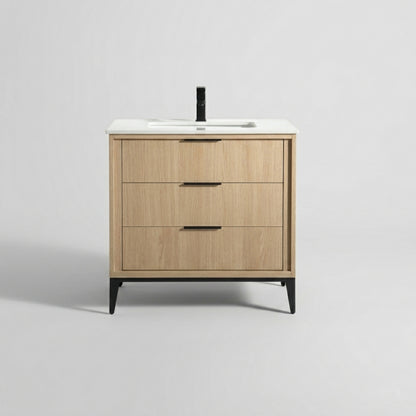 Divani 36'' Oakwood Vanity W/ Quartz Counter Top