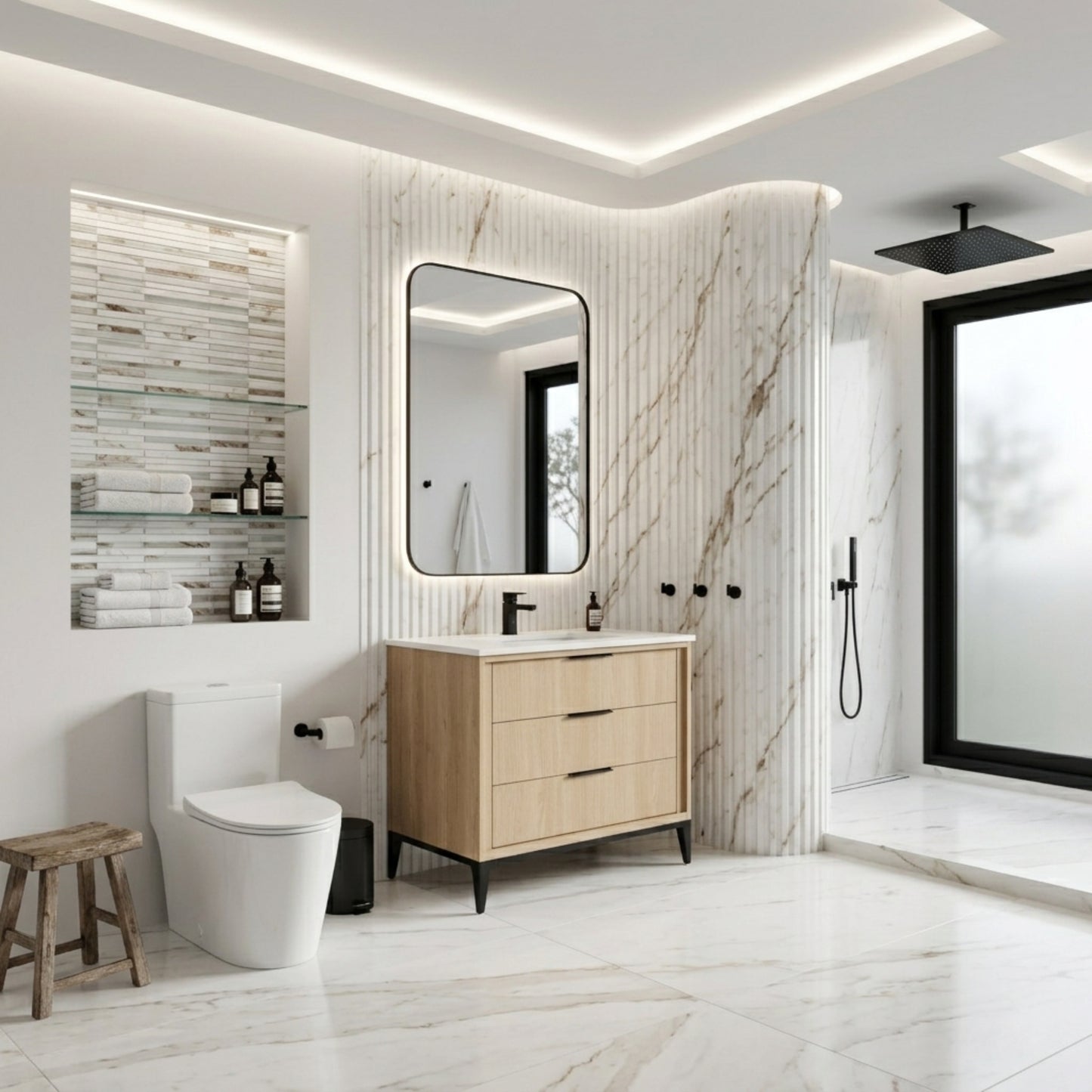 Divani 36'' Oakwood Vanity W/ Quartz Counter Top