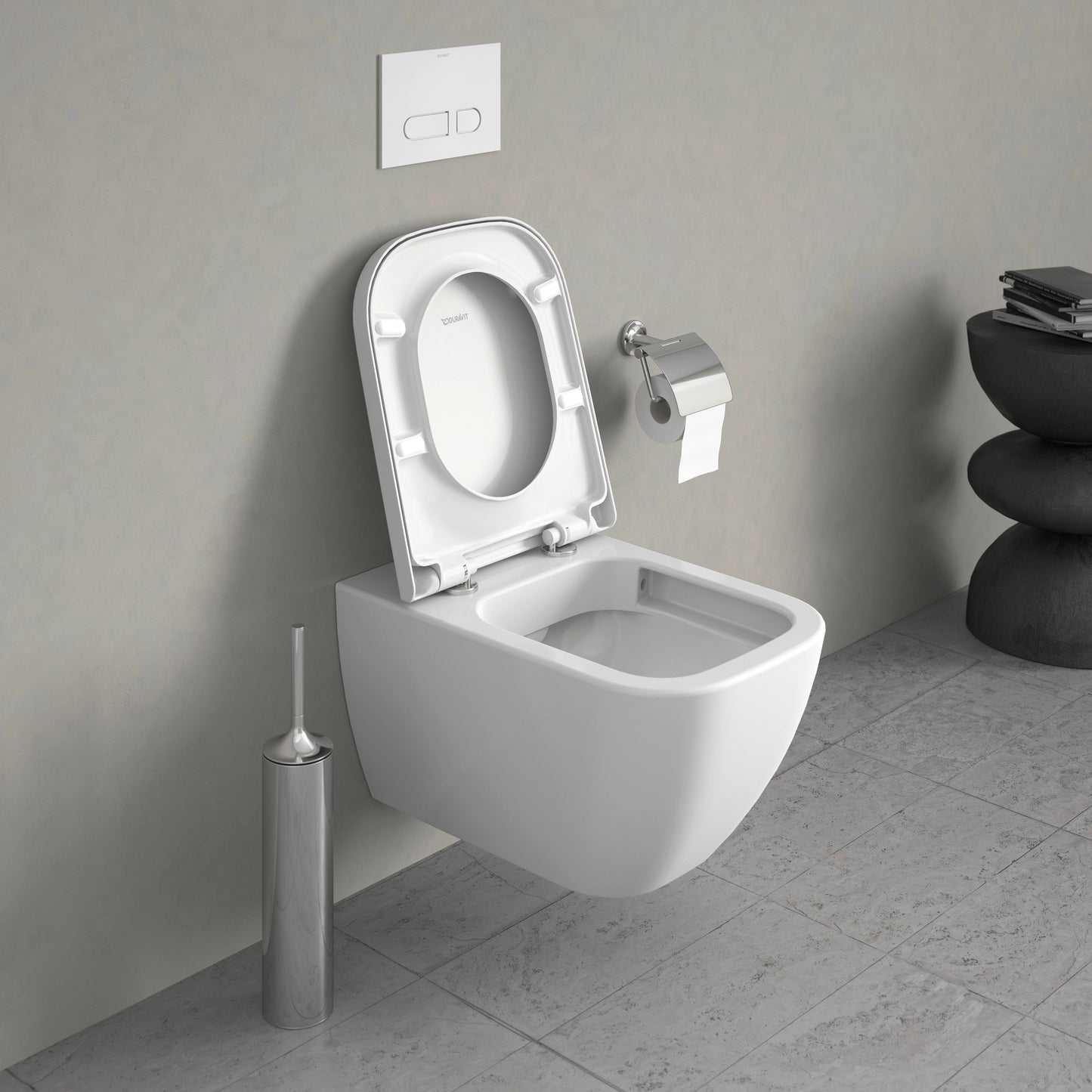 Duravit HAPPY Wall-Mounted Toilet Bowl w/ Soft Close Seat and Cover White