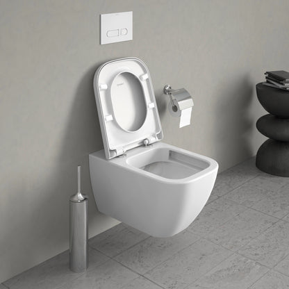 Duravit HAPPY Wall-Mounted Toilet Bowl w/ Soft Close Seat and Cover White