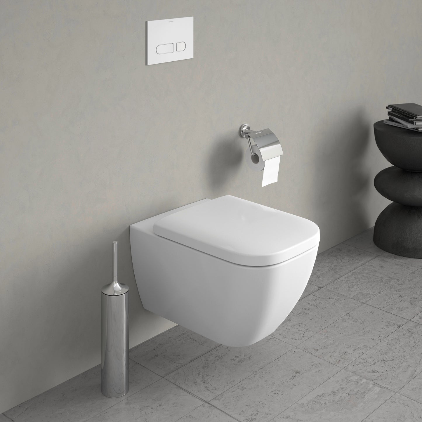 Duravit HAPPY Wall-Mounted Toilet Bowl w/ Soft Close Seat and Cover White
