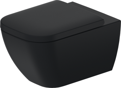 Duravit HAPPY Wall-Mounted Toilet Bowl w/ Soft Close Seat and Cover Matte Black