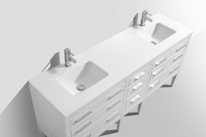 Eiffel 72'' High Gloss White Vanity W/ Quartz Counter Top