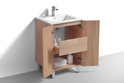 24'' Fiore Free Standing Bathroom Vanity - OAKWOOD - Restock ETA Mid Oct