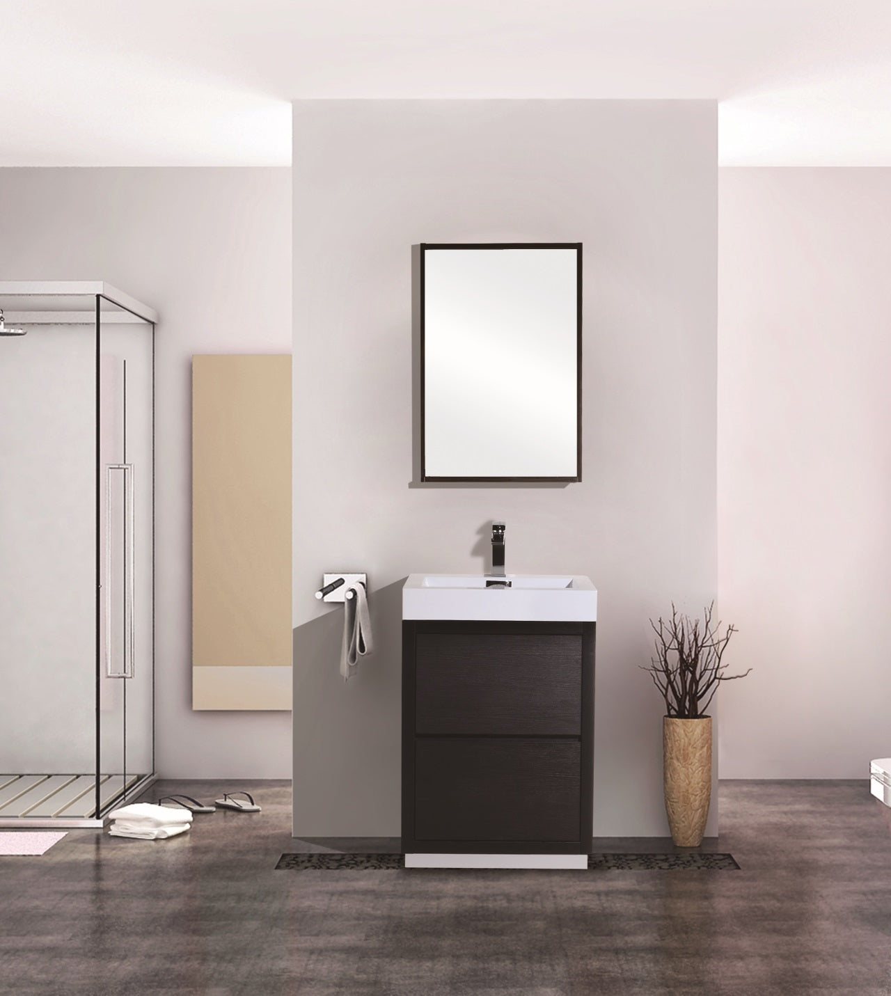 Bliss 24" Black Floor Mount Modern Bathroom Vanity