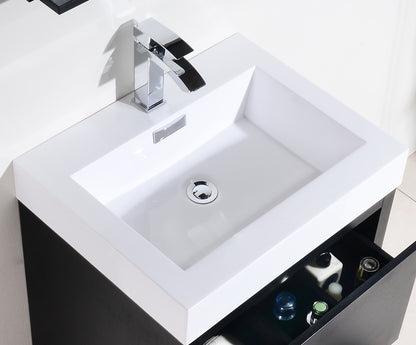 Bliss 24" Black Floor Mount Modern Bathroom Vanity