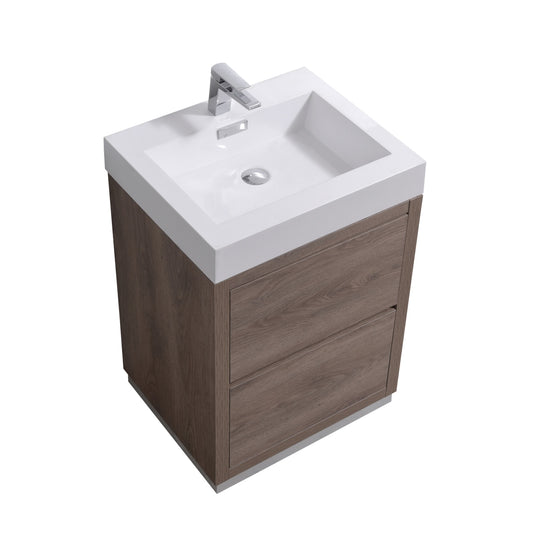Bliss 24" Butternut Floor Mount Modern Bathroom Vanity