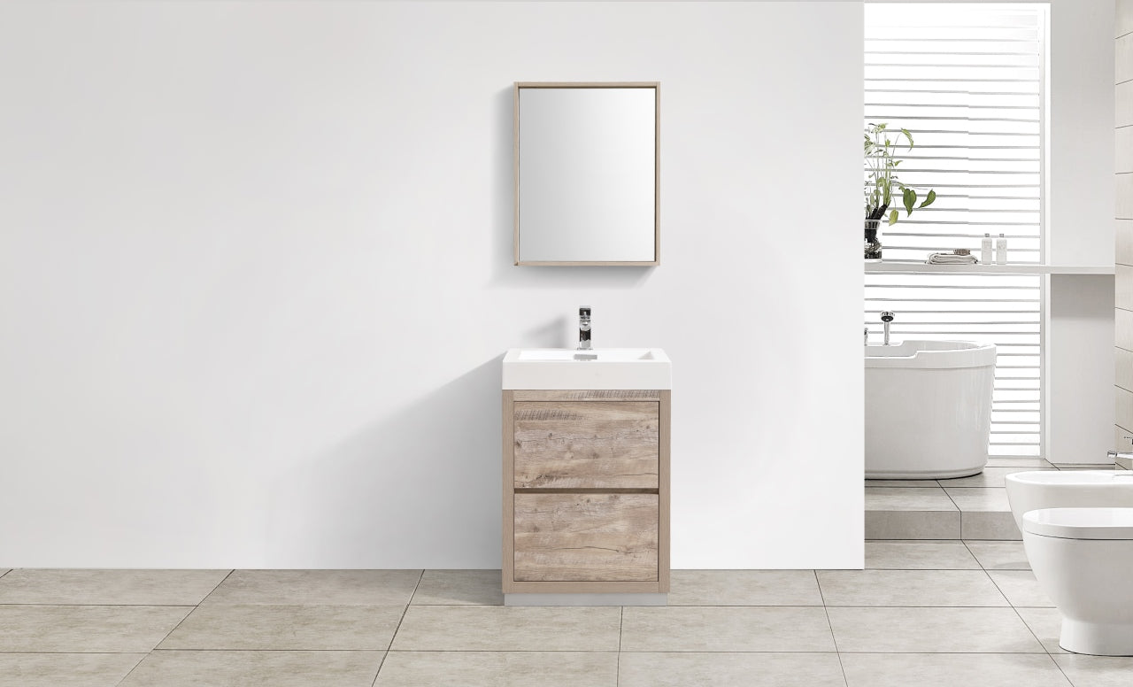 Bliss 24" Nature Wood Floor Mount Modern Bathroom Vanity