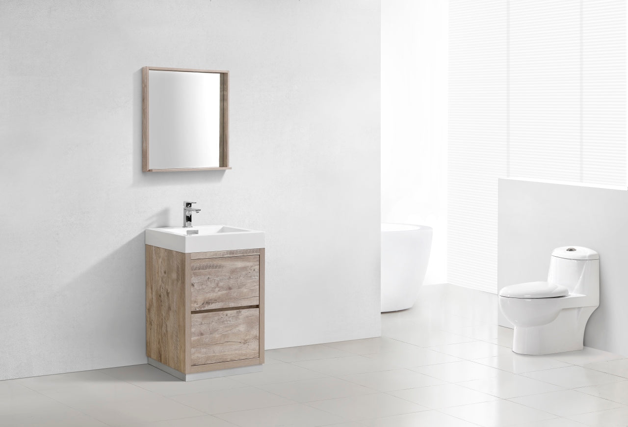 Bliss 24" Nature Wood Floor Mount Modern Bathroom Vanity