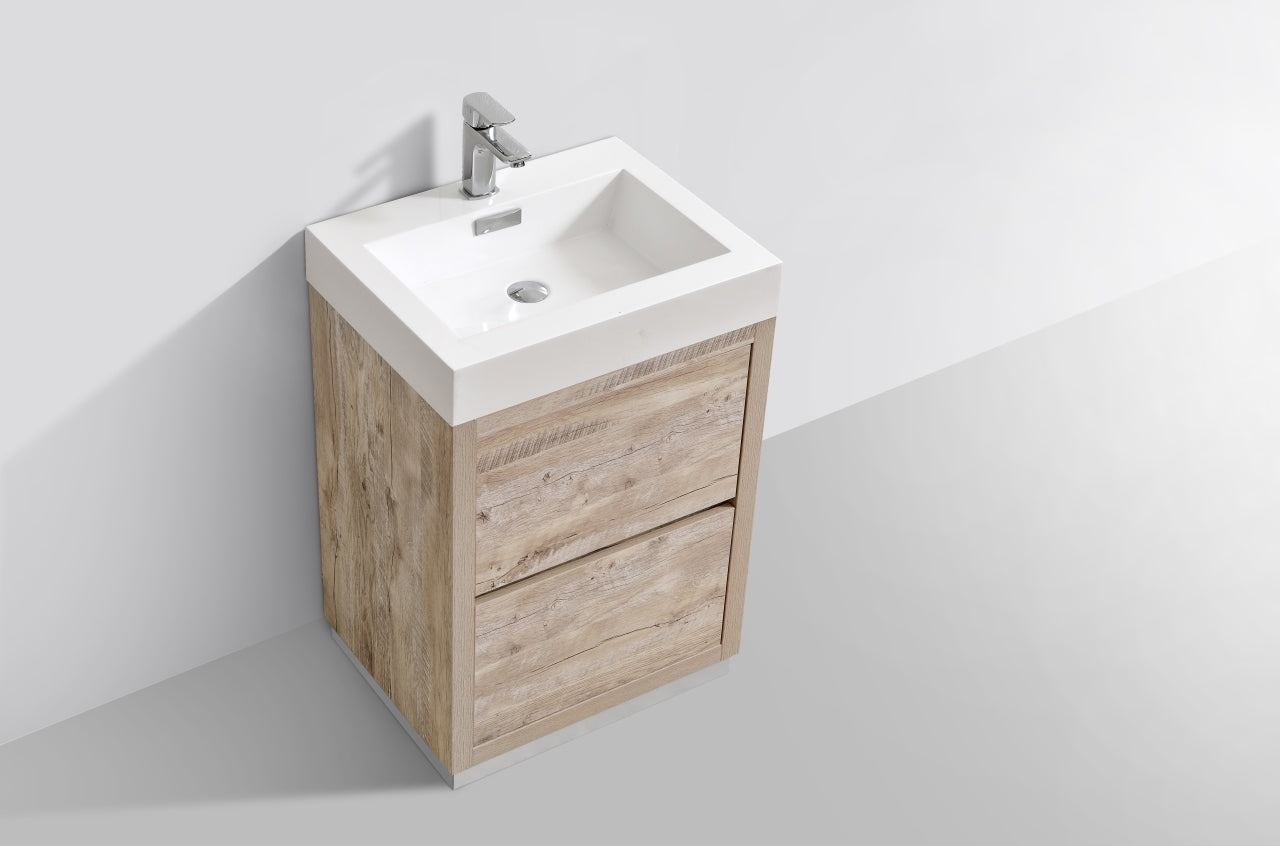 Bliss 24" Nature Wood Floor Mount Modern Bathroom Vanity