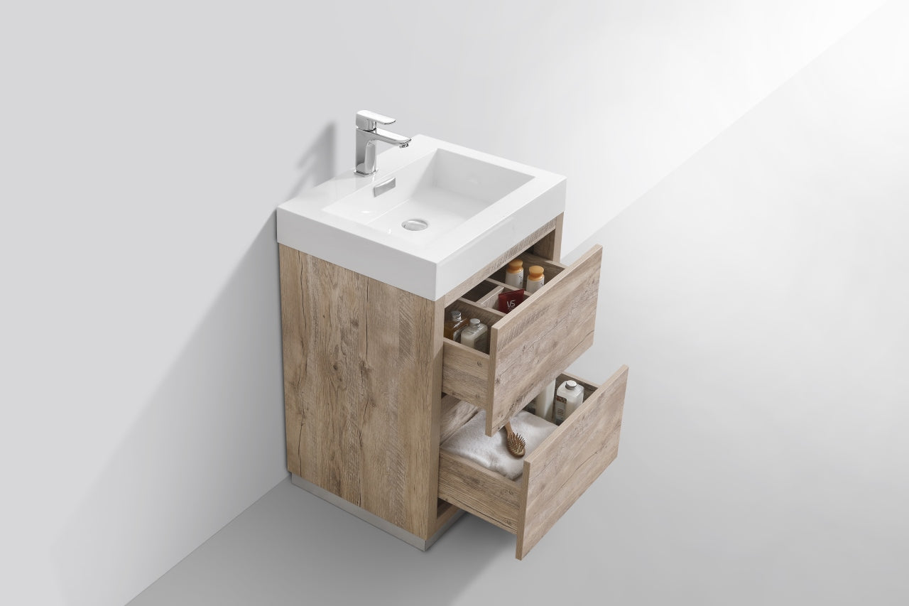 Bliss 24" Nature Wood Floor Mount Modern Bathroom Vanity