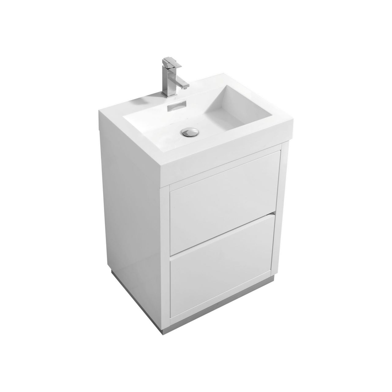 Bliss 24" High Gloss White Floor Mount Modern Bathroom Vanity