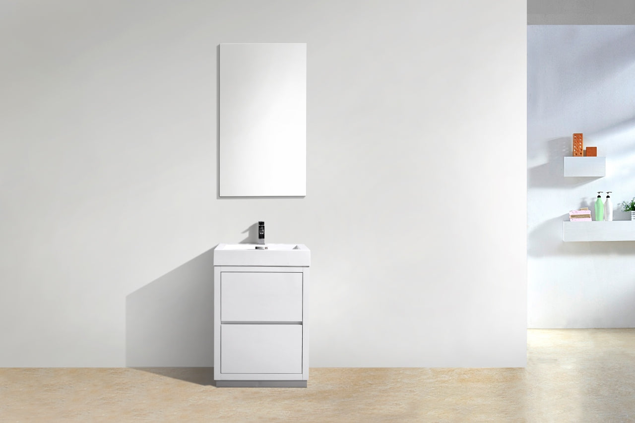 Bliss 24" High Gloss White Floor Mount Modern Bathroom Vanity