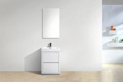 Bliss 24" High Gloss White Floor Mount Modern Bathroom Vanity