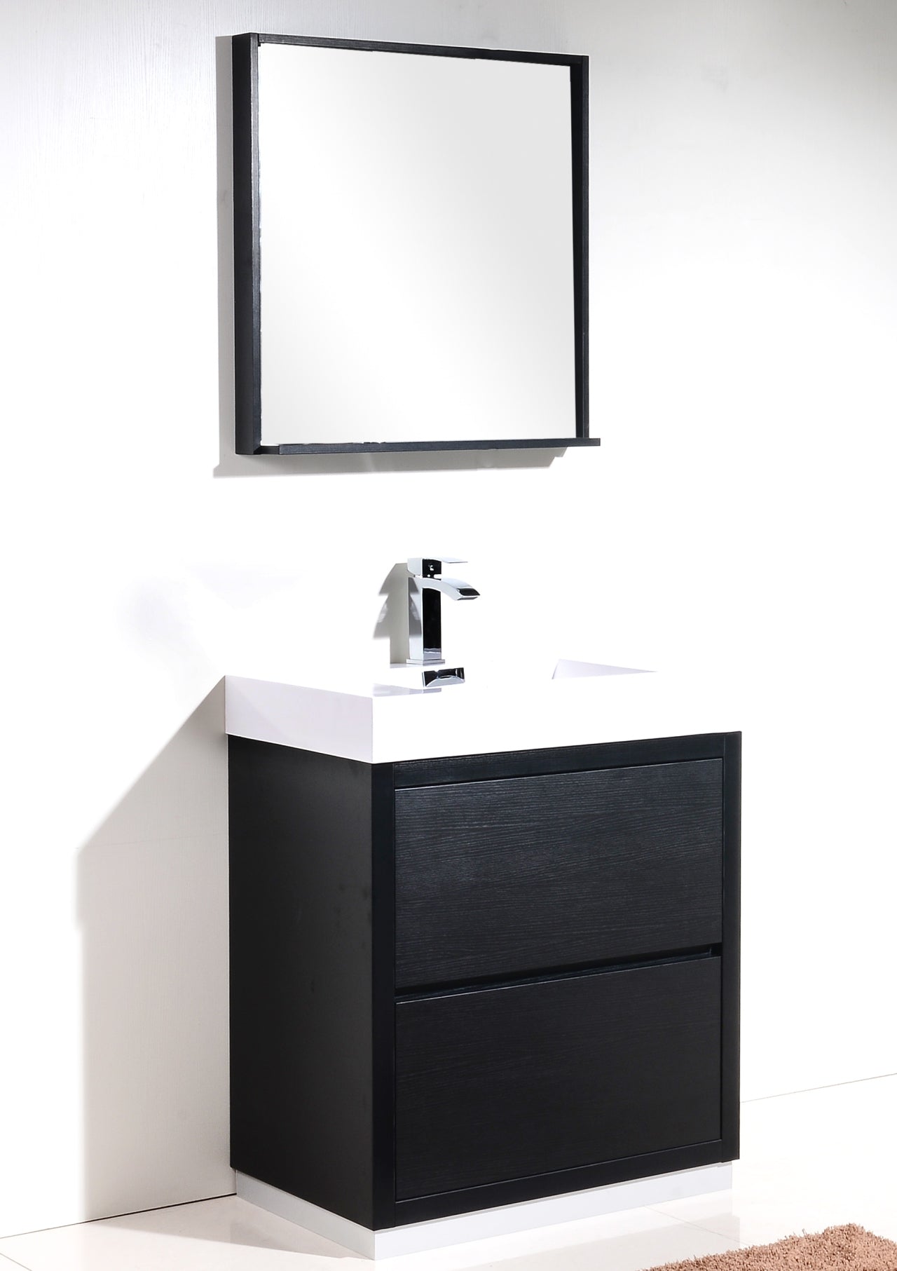Bliss 30" Black Floor Mount Modern Bathroom Vanity - Back Order ETA 6-15
