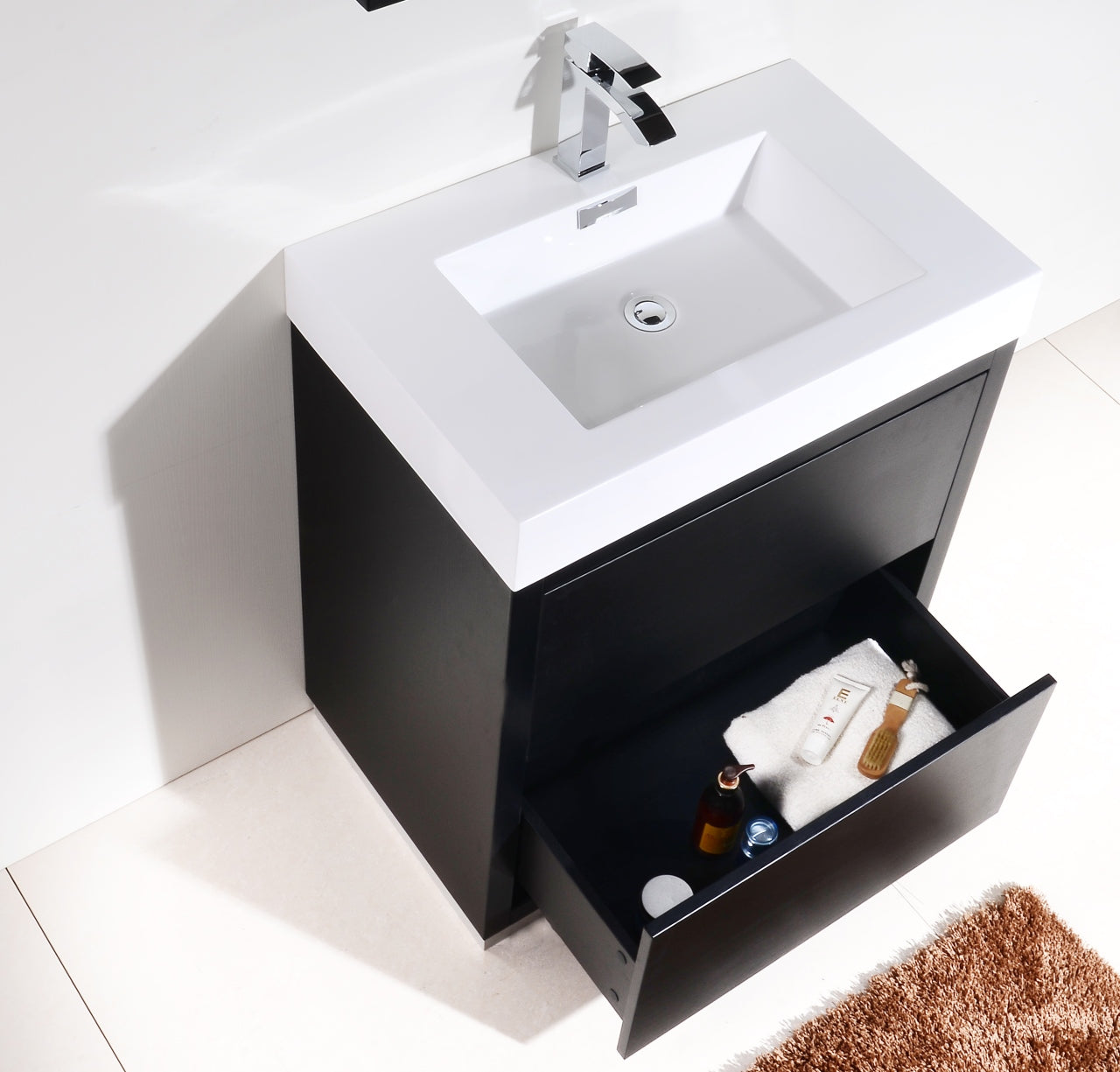 Bliss 30" Black Floor Mount Modern Bathroom Vanity - Back Order ETA 6-15