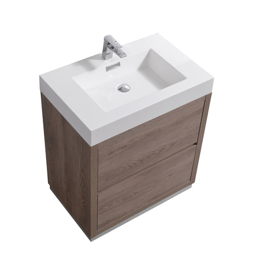 Bliss 30" Butternut Floor Mount Modern Bathroom Vanity