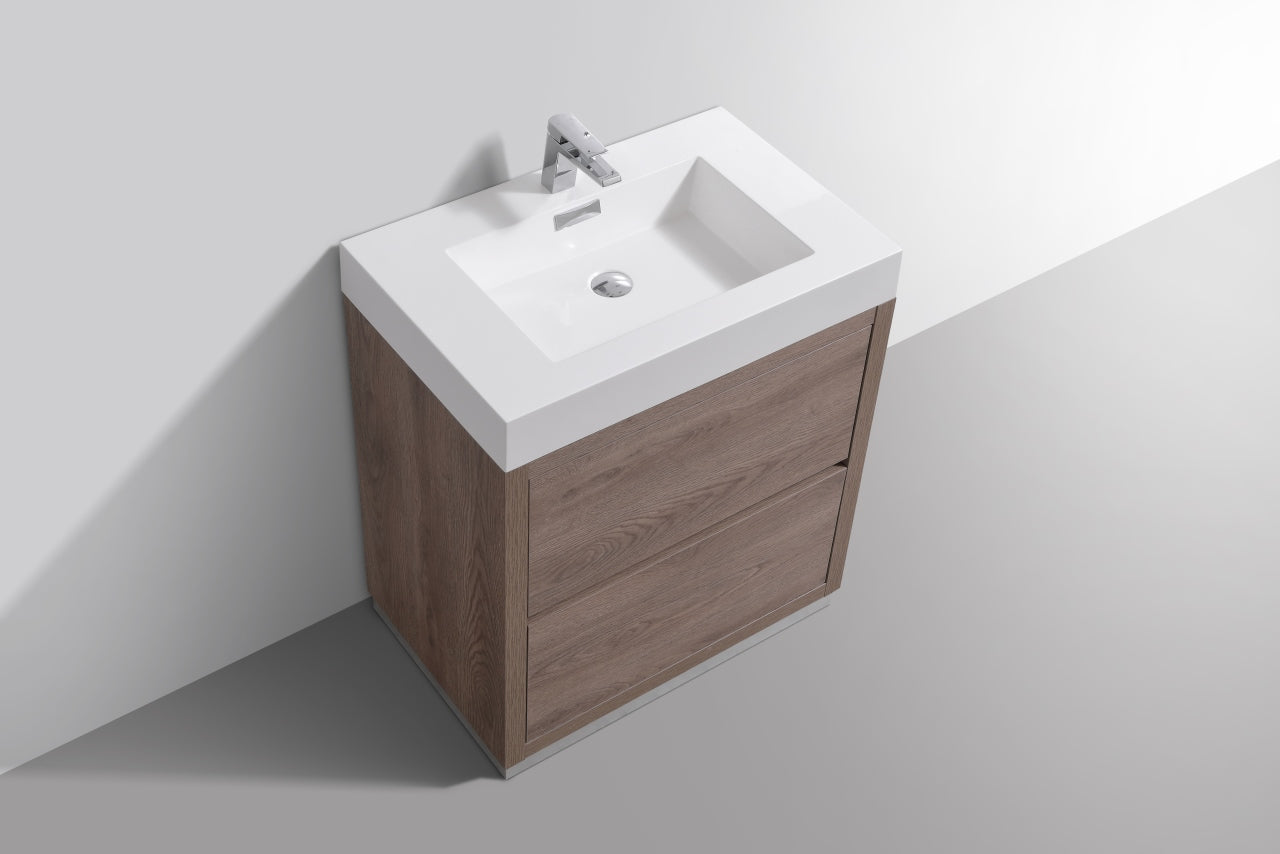 Bliss 30" Butternut Floor Mount Modern Bathroom Vanity