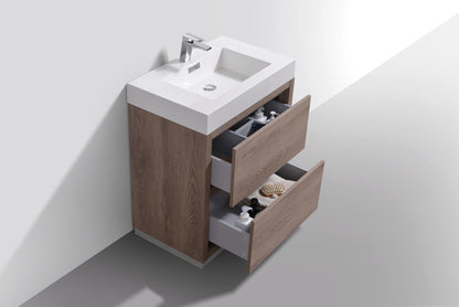 Bliss 30" Butternut Floor Mount Modern Bathroom Vanity - Restock ETA Mid Oct