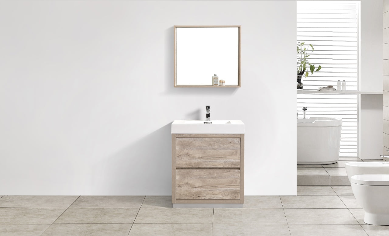 Bliss 30" Nature Wood Floor Mount Modern Bathroom Vanity