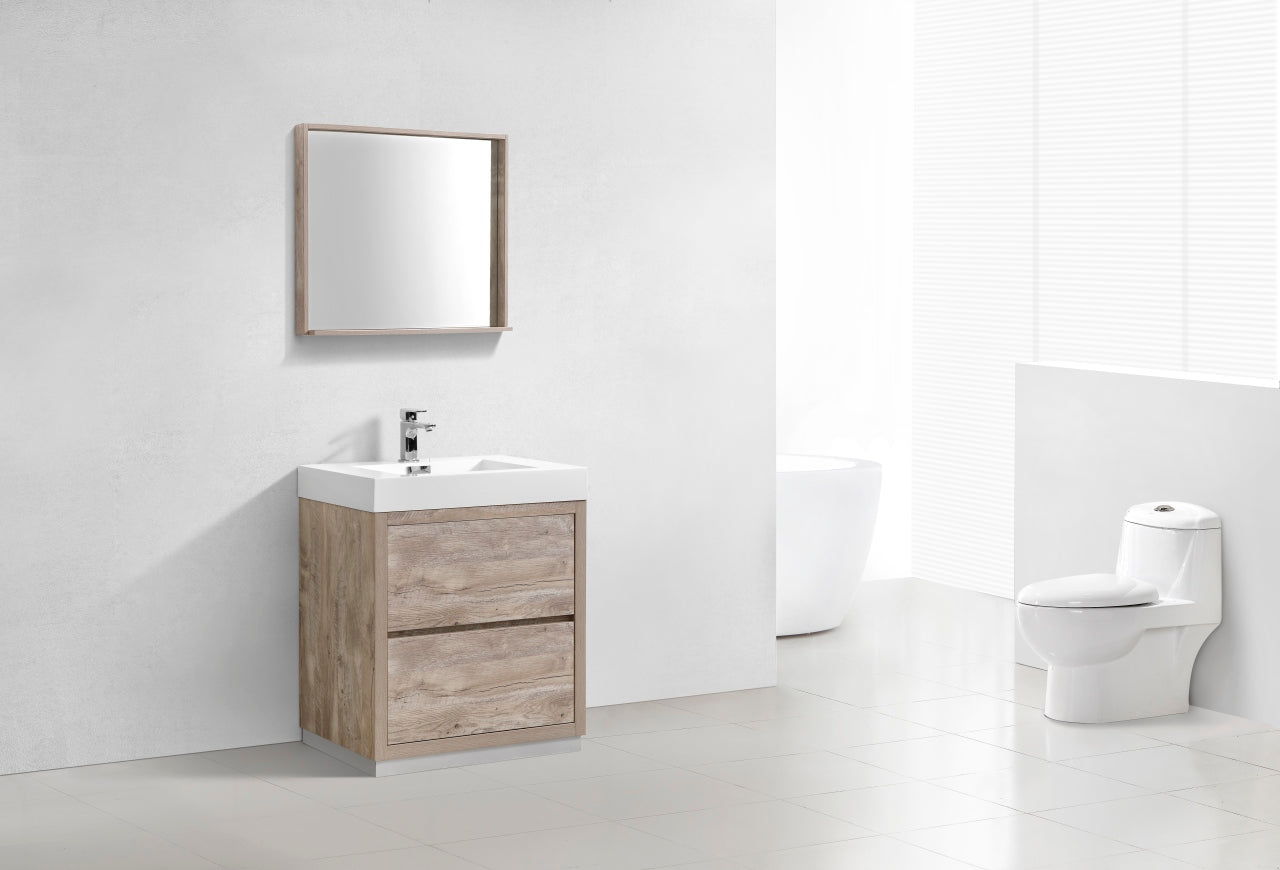 Bliss 30" Nature Wood Floor Mount Modern Bathroom Vanity