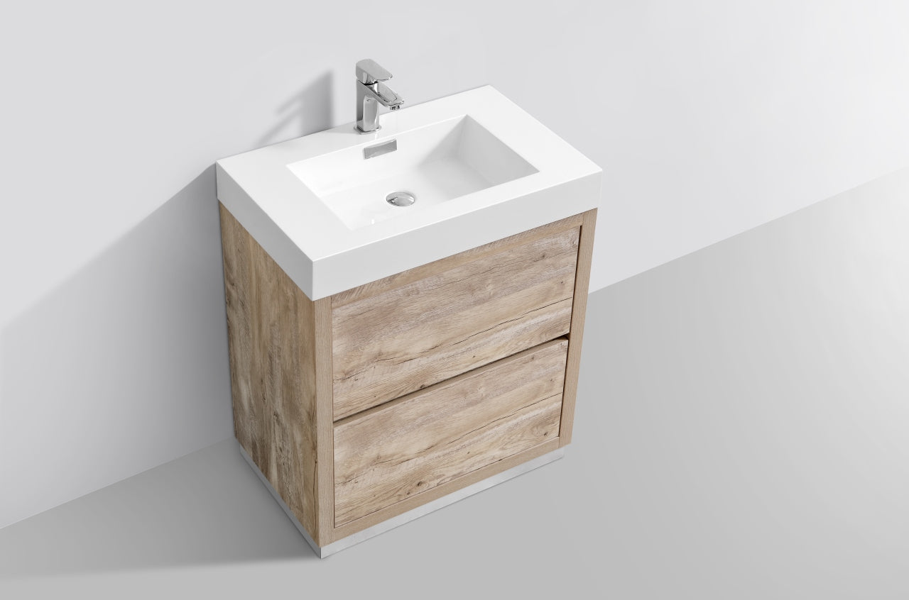 Bliss 30" Nature Wood Floor Mount Modern Bathroom Vanity
