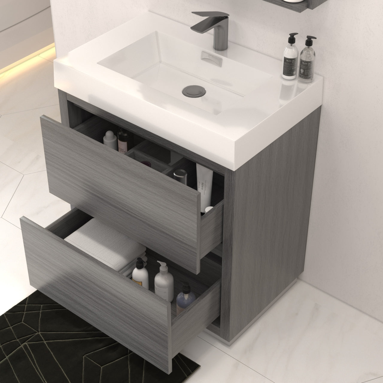 Bliss 30" Vulcan Ash Grey Floor Mount Modern Bathroom Vanity
