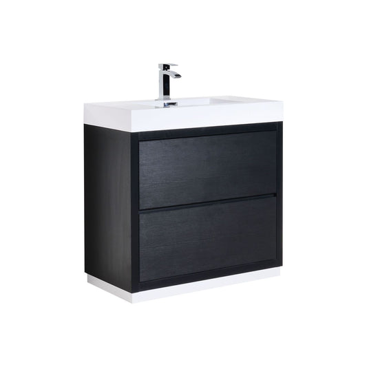 Bliss 36" Black Floor Mount Modern Bathroom Vanity