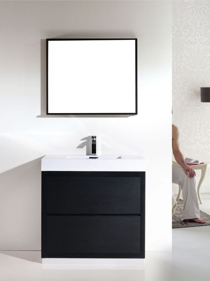 Bliss 36" Black Floor Mount Modern Bathroom Vanity