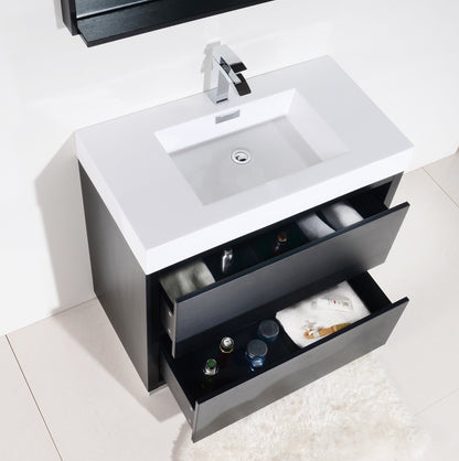 Bliss 36" Black Floor Mount Modern Bathroom Vanity
