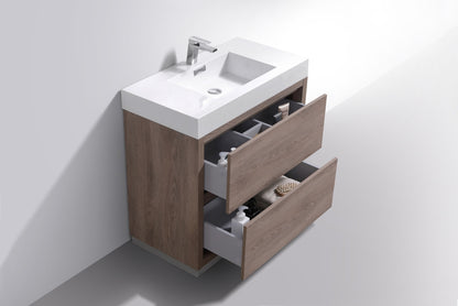 Bliss 36" Butternut Floor Mount Modern Bathroom Vanity - Restock ETA Mid Oct