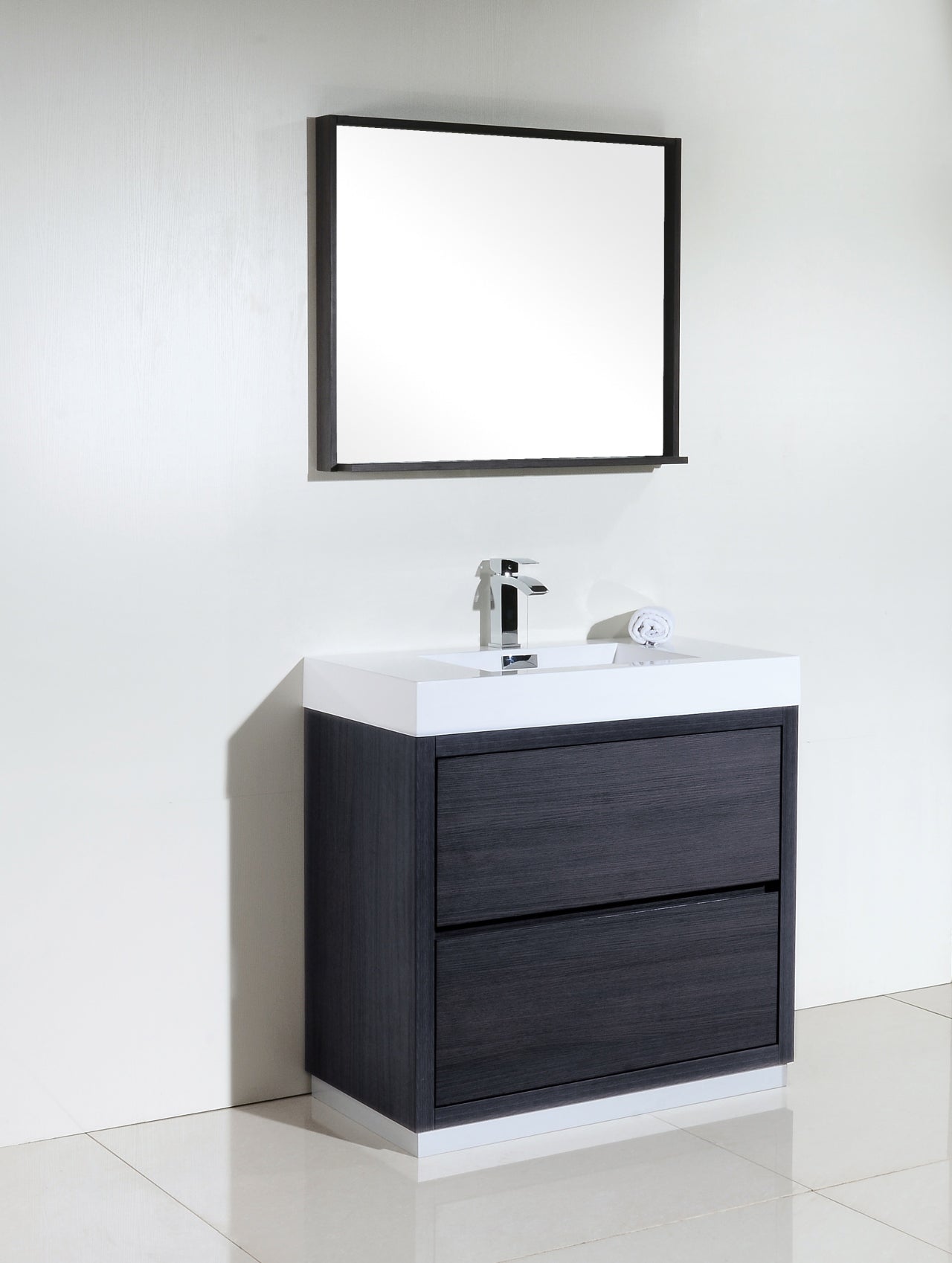 Bliss 36" Gray Oak Floor Mount Modern Bathroom Vanity