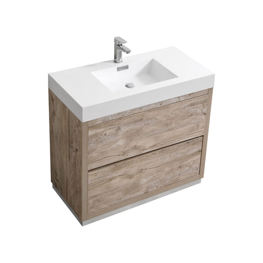 Bliss 36" Nature Wood Floor Mount Modern Bathroom Vanity