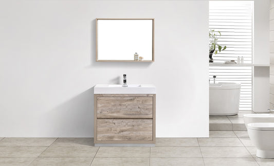 Bliss 36" Nature Wood Floor Mount Modern Bathroom Vanity