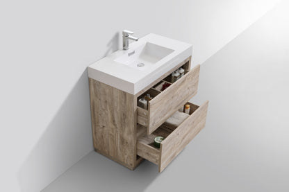 Bliss 36" Nature Wood Floor Mount Modern Bathroom Vanity