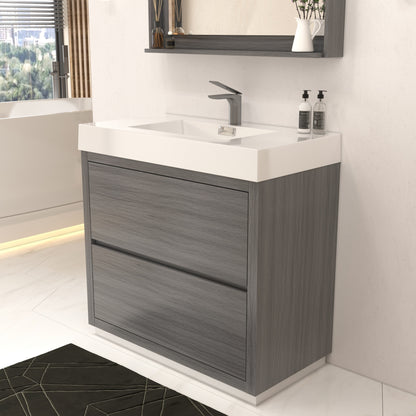 Bliss 36" Vulcan Ash Grey Floor Mount Modern Bathroom Vanity