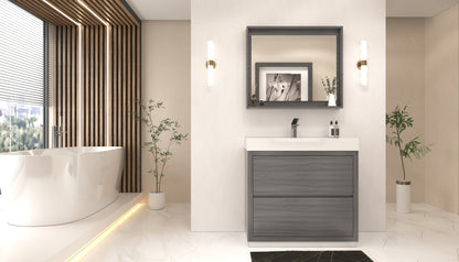 Bliss 36" Vulcan Ash Grey Floor Mount Modern Bathroom Vanity