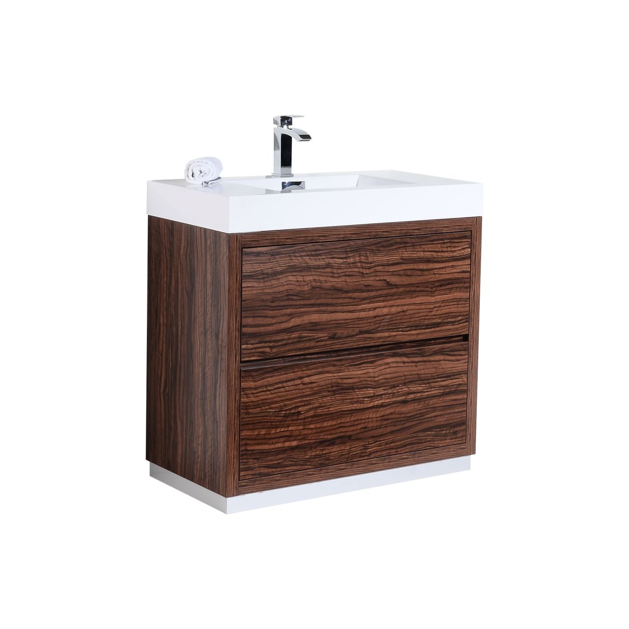 Bliss 36" Walnut Floor Mount Modern Bathroom Vanity