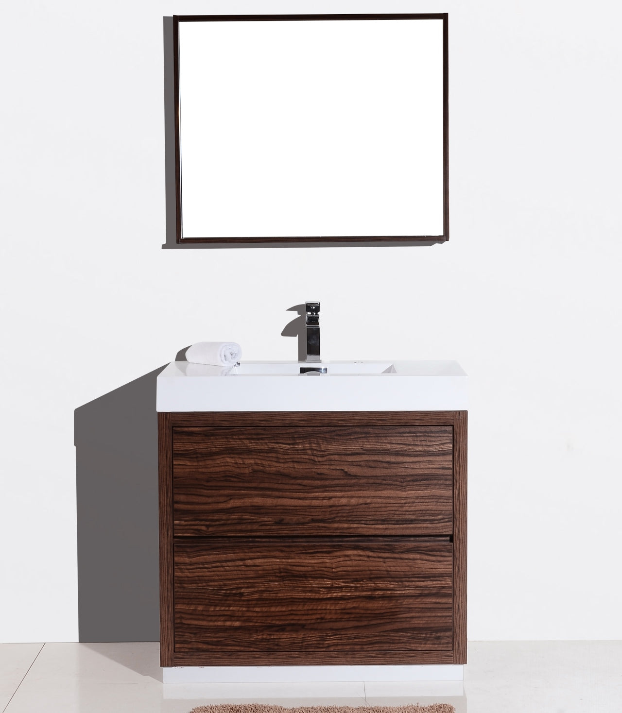 Bliss 36" Walnut Floor Mount Modern Bathroom Vanity