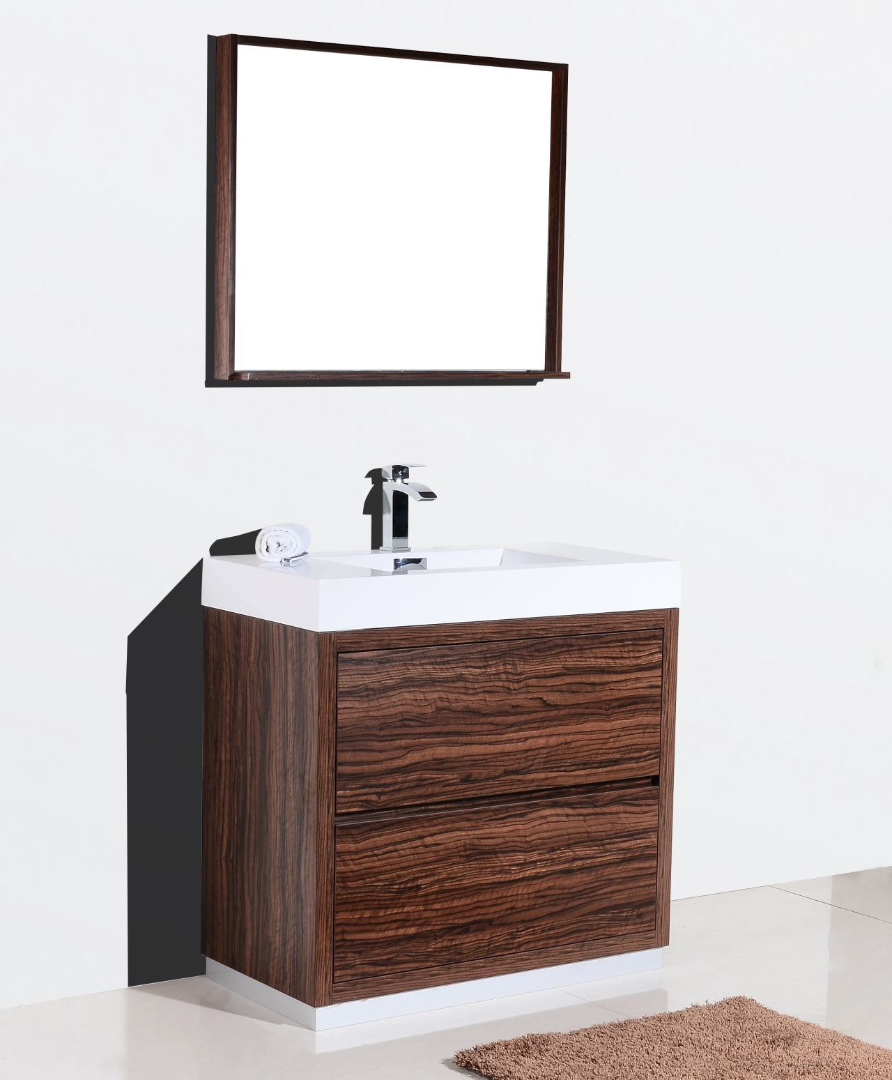 Bliss 36" Walnut Floor Mount Modern Bathroom Vanity